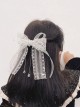 White Lace Bow Ribbon Beads Classic Lolita Kids Hair Clip