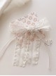 White Lace Bow Ribbon Beads Classic Lolita Kids Hair Clip