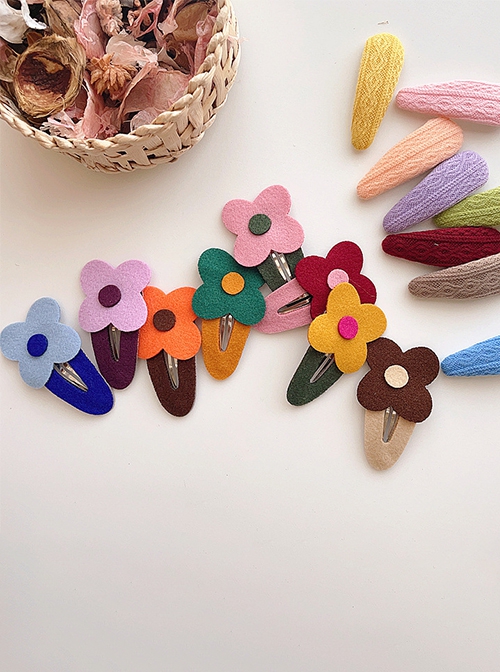 Pastoral Style Solid Color Rainbow Flower Classic Lolita Kids Hair Clip