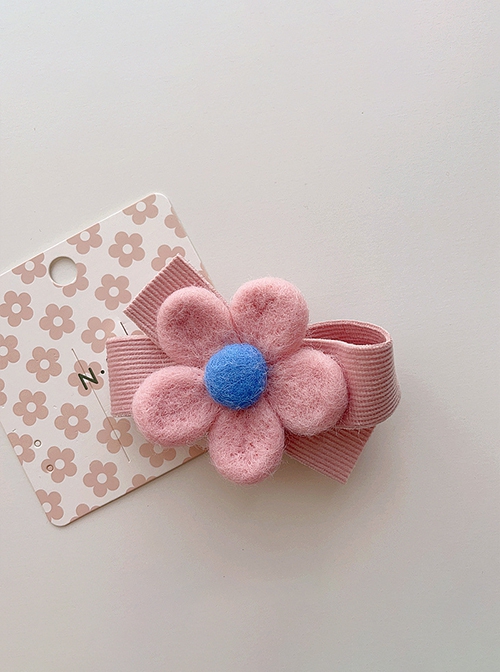 Pastoral Style Solid Color Flower Bow Cute Classic Lolita Kids Hair Clip