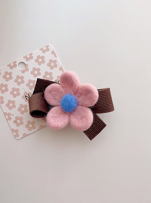 Pastoral Style Solid Color Flower Bow Cute Classic Lolita Kids Hair Clip