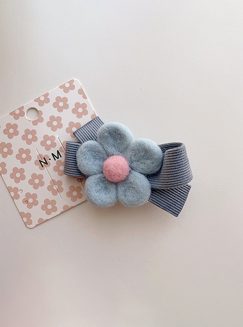 Pastoral Style Solid Color Flower Bow Cute Classic Lolita Kids Hair Clip