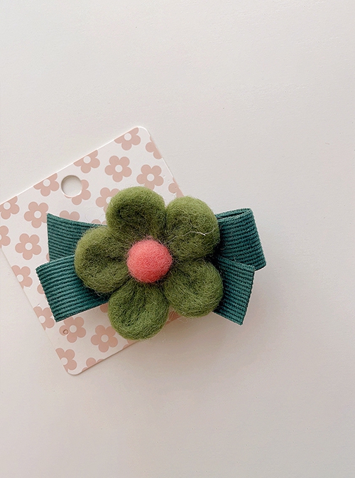 Pastoral Style Solid Color Flower Bow Cute Classic Lolita Kids Hair Clip
