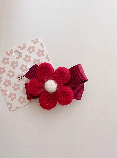 Pastoral Style Solid Color Flower Bow Cute Classic Lolita Kids Hair Clip