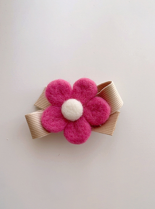 Pastoral Style Solid Color Flower Bow Cute Classic Lolita Kids Hair Clip