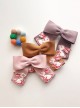 Autumn Winter Cute Embroidery Bunny Symmetrical Decoration Solid Color Bow Classic Lolita Kids Hair Clip