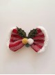 Vintage Christmas Hairball Striped Bow Knot Cute Classic Lolita Kids Hair Clips
