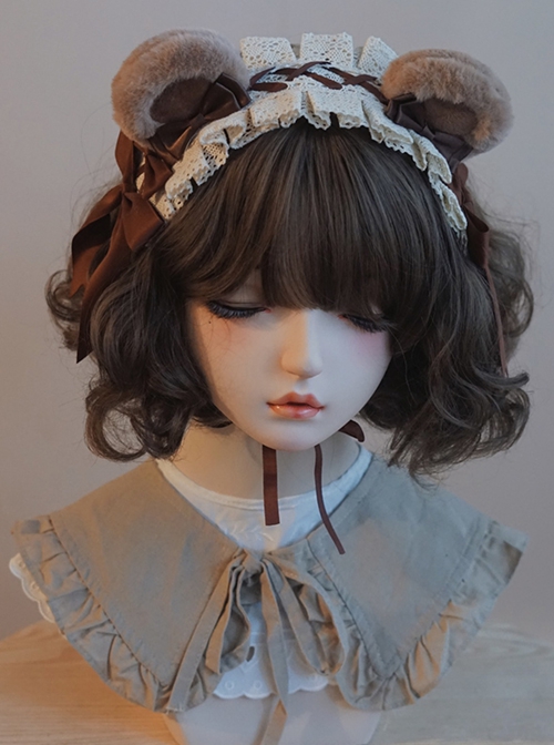 Cute Little Bear Plush Ear Lace Bow-Knot Sweet Lolita Headband