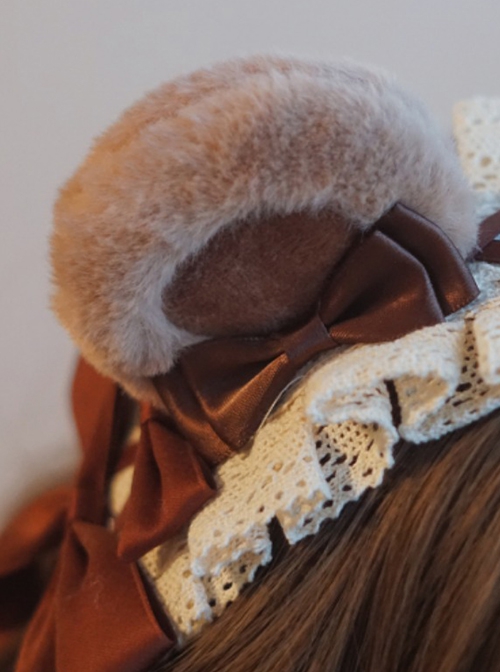 Cute Little Bear Plush Ear Lace Bow-Knot Sweet Lolita Headband