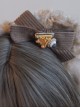Brown Corduroy Stripe Bow-Knot Plush Bear Ears Snack Decoration Cute Sweet Lolita Headband