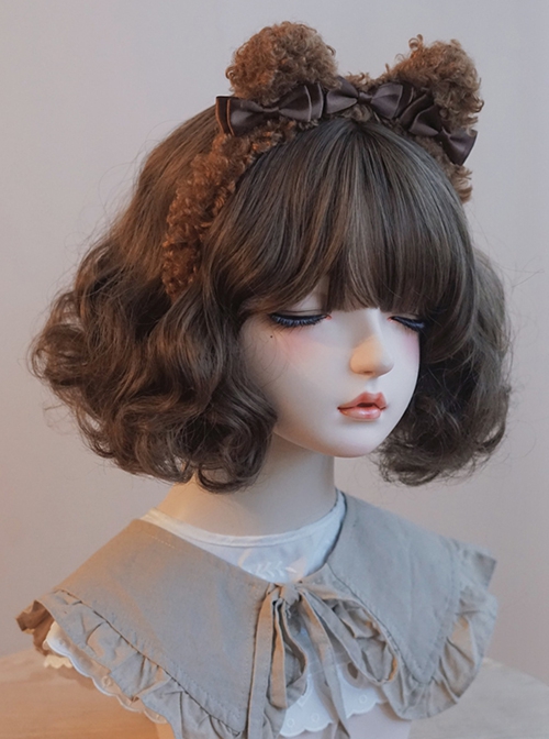 Dark Brown Imitation Lamb Velvet Bow-Knot Decorated Sweet Lolita Headband