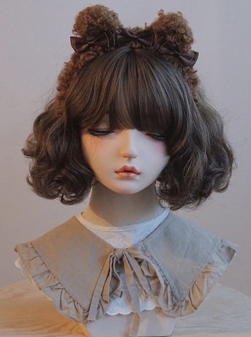 Dark Brown Imitation Lamb Velvet Bow-Knot Decorated Sweet Lolita Headband