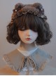 Cute Bear Ears Brown Bow-Knot Satin Ribbon Beads Decoration Sweet Lolita Headband