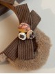 Heart Shaped Snack Chocolate Decorate Brown Corduroy Bow Plush Bear Ears Sweet Lolita Headband