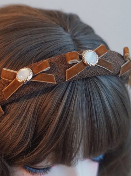 Elegant Eldest Miss Autumn Winter Handmade Brown Bow-Knot Sweet Lolita Headband