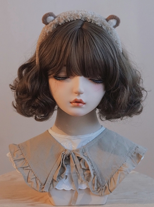 Handmade Little Bear Ears Autumn Winter Khaki Imitation Lamb Velvet Sweet Lolita Headband