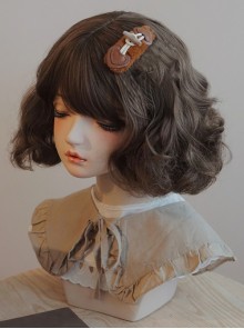 Pure Color Plush PU Love Horn Button Everyday Sweet Lolita Hair Clip