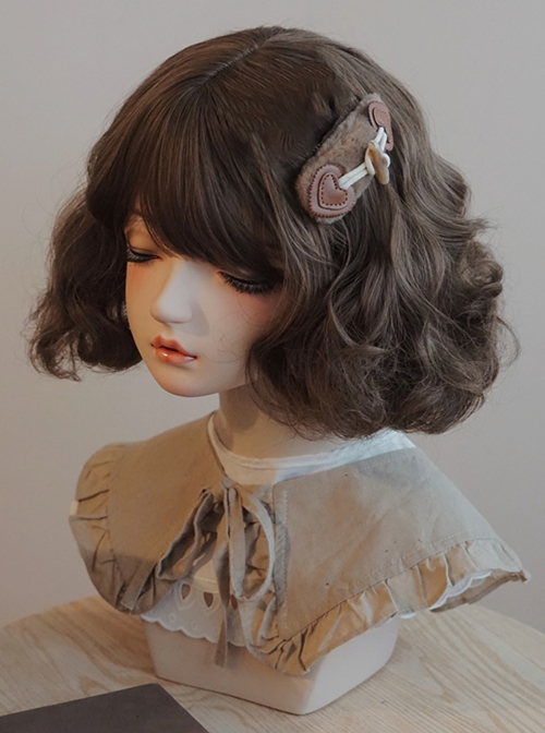 Pure Color Plush PU Love Horn Button Daily Sweet Lolita Hair Clip