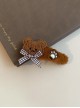 Plaid Bow-Knot Embroidered Little Bear Cute Bear Claw Sweet Lolita Hair Clip