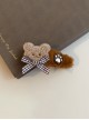 Plaid Bow-Knot Embroidered Little Bear Cute Bear Claw Sweet Lolita Hair Clip