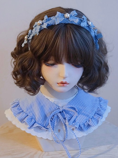 Flower Pearl Decoration Bow-Knot Blue Sweet Lolita Headband