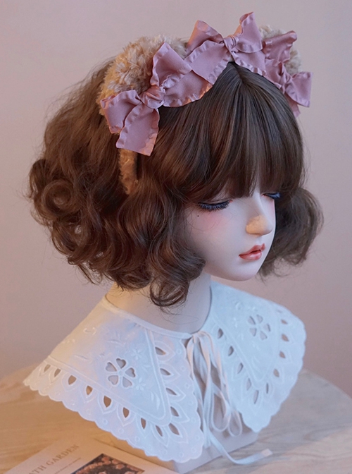 Pink Handmade Bow-Knot Knot Plush Little Bear Ears Sweet Lolita Headband