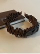 Simple Ruffled PU Leather Buckle Autumn Winter Brown Sweet Lolita Headband