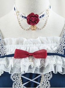 Weaving Star Bai Xue Ji Series Classical White Lace Red Flower Bead Chain Decorative Birdcage Pendant Classic Lolita Necklace