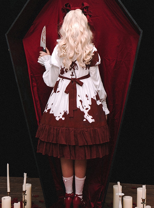 Romeo Series Doll Collar Puff Sleeve Bloody Gothic Lolita Short-Sleeved Dress