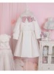 White Retro Elegant Eldest Miss Detachable Fur Collar Bow Fake Two Piece Classic Lolita Coat