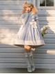 Solid Color Cute Daily Warm Plush Bow-Knot Long Sleeve Blouses Classic Lolita Short Sleeve Dress Set