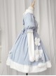 Solid Color Cute Daily Warm Plush Bow-Knot Long Sleeve Blouses Classic Lolita Short Sleeve Dress Set