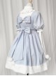 Solid Color Cute Daily Warm Plush Bow-Knot Long Sleeve Blouses Classic Lolita Short Sleeve Dress Set