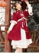 Winter Strawberry Rabbit Series Chinese Style Improved Embroidery Tassel Autumn Winter White Skirt Classic Lolita Long-Sleeved Dress Set