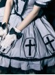 Halloween Limited Series Bowknot Lace Crucifix Puff Sleeve Gothic Lolita Short-Sleeved Blouses Half Skirt Suit