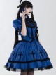 Halloween Limited Series Bowknot Lace Crucifix Puff Sleeve Gothic Lolita Short-Sleeved Blouses Half Skirt Suit