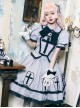 Halloween Limited Series Bowknot Lace Crucifix Puff Sleeve Gothic Lolita Short-Sleeved Blouses Half Skirt Suit