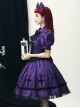 Halloween Limited Series Bowknot Lace Crucifix Puff Sleeve Gothic Lolita Short-Sleeved Blouses Half Skirt Suit