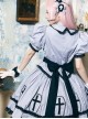 Halloween Limited Series Bowknot Lace Crucifix Puff Sleeve Gothic Lolita Short-Sleeved Blouses Half Skirt Suit