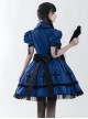 Halloween Limited Series Bowknot Lace Crucifix Puff Sleeve Gothic Lolita Short-Sleeved Blouses Half Skirt Suit