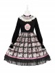 Solid Color Stand Collar Translucent Hollow Out Detachable Cloak Cat Print Classic Lolita Long Sleeve Dress