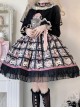 Solid Color Stand Collar Translucent Hollow Out Detachable Cloak Cat Print Classic Lolita Long Sleeve Dress