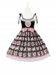 Striped Cat Lattice Print Bow Belt Classic Lolita Sleeveless Dress