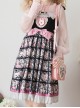 Striped Cat Lattice Print Bow Belt Classic Lolita Sleeveless Dress