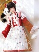 Chinese Style Ruffles Small Trumpet Sleeves Long-Sleeved Short Coat Panda Sandwich Biscuit Print Classic Lolita Sleeveless Dress Set