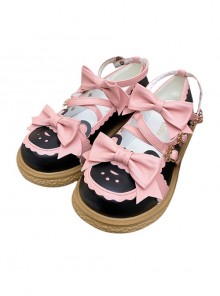 Bear Coco Series Japanese Cute Cross Color Matching Bow-Knot Sweet Lolita Shoes