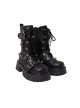 Motorcycle Girls Series Spring Autumn Pure Color Trendy Cool Rivets Thick-Soled Lace-Up Short Boots Punk Lolita Boots