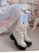 Motorcycle Girls Series Spring Autumn Pure Color Trendy Cool Rivets Thick-Soled Lace-Up Short Boots Punk Lolita Boots