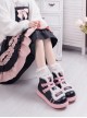 Sweet Round Toe Color-Block Thick-Soled Short Tube Plush Martin Boots Sweet Lolita Boots