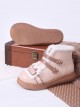 Sweet Round Toe Color-Block Thick-Soled Short Tube Plush Martin Boots Sweet Lolita Boots